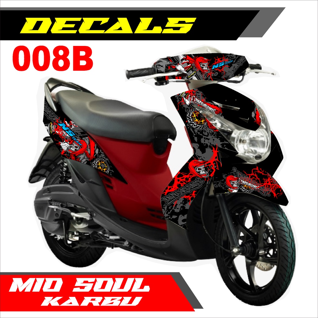 Decal Sticker - Dekal Stiker  Fullbody MIO SOUL KARBU 2007/2008/2009 Desain SKULLHELM -008