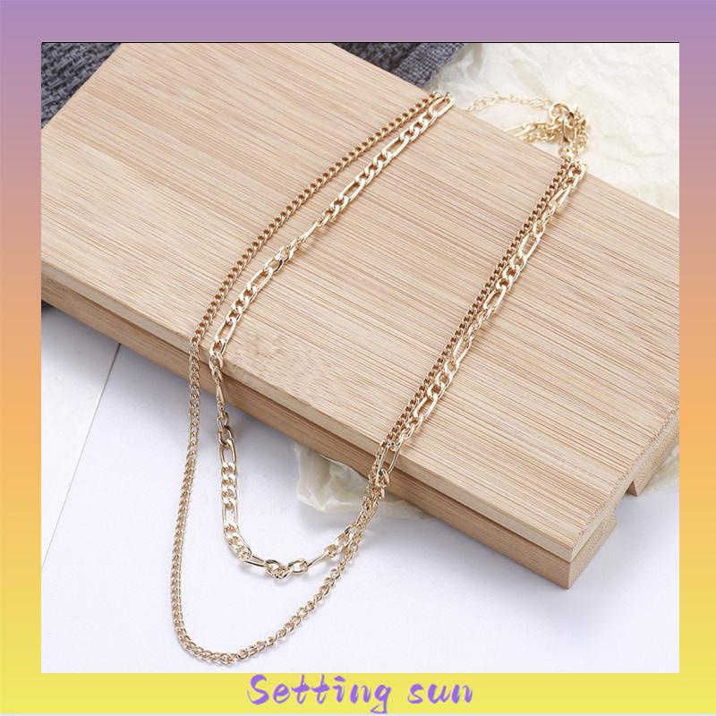 Eropa Retro Double Layer Kalung Fashion Sederhana Wanita Pria Kalung Aksesori TN