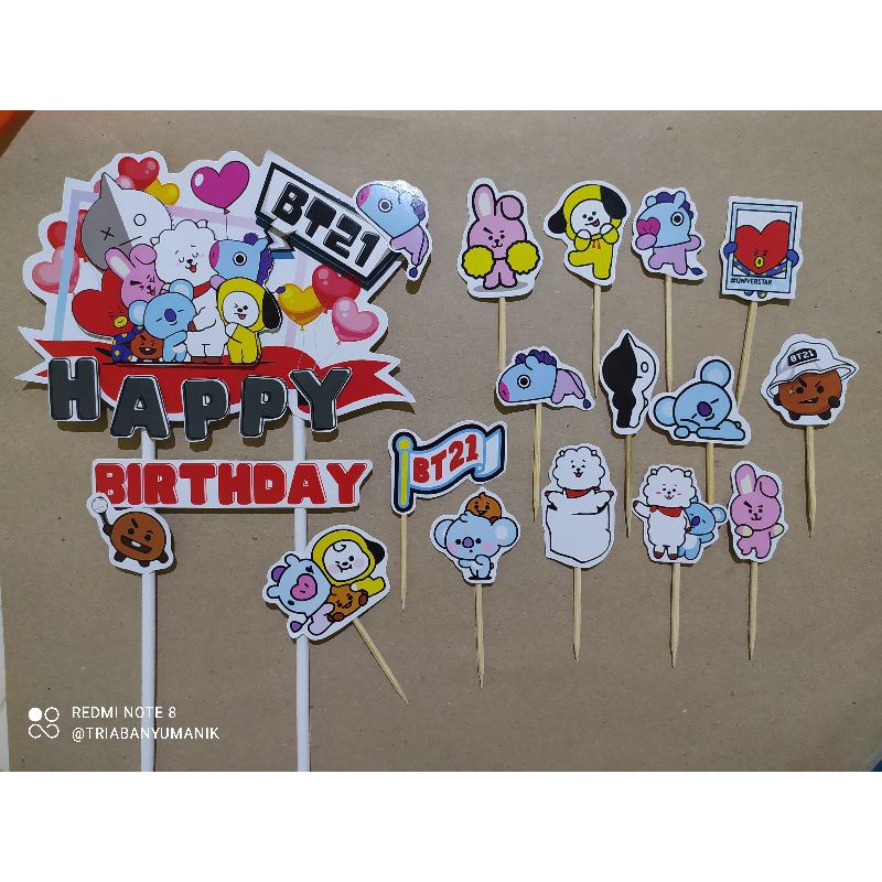 TOPPER CAKE BT21 - Topper Kue Ultah