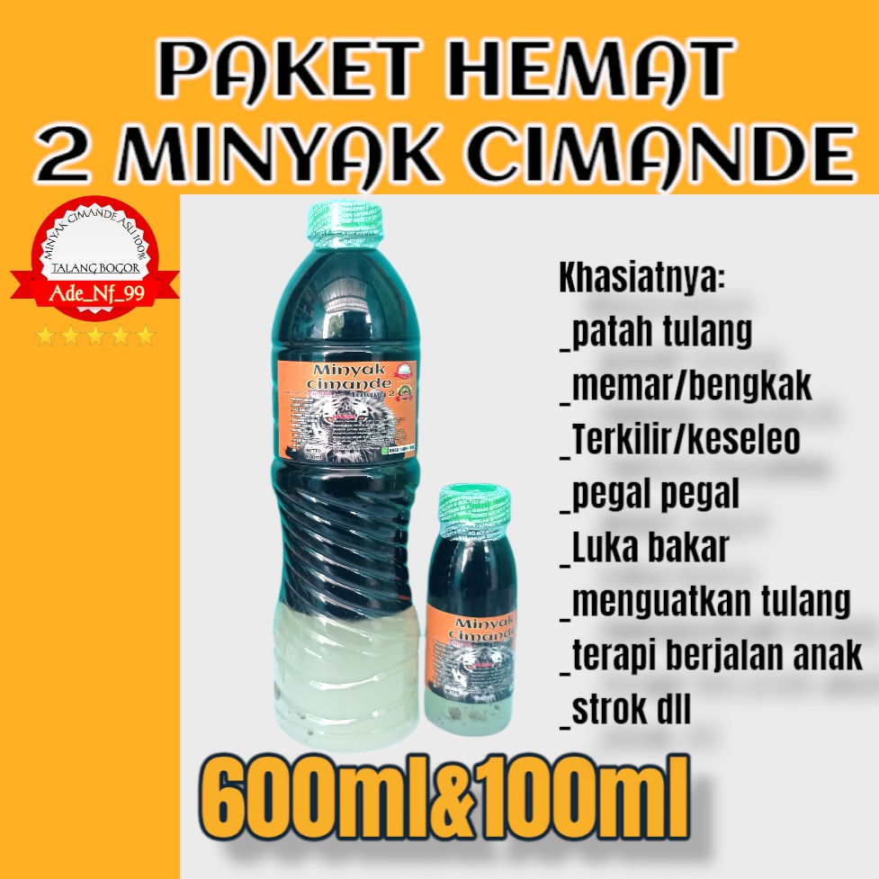 Minyak Cimande Asli paket hemat 2 botol 600&amp;100ml