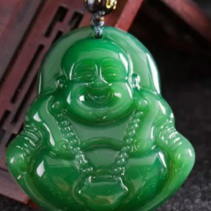 Kalung Keberuntungan Budha Giok Hijau