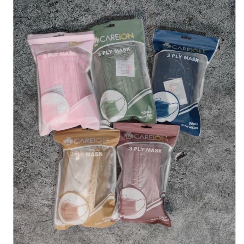 CAREION.MASKER 3PLY EARLOOP PREMIUM CAREION WARNA ISI 50PC ORIGINAL PROMO