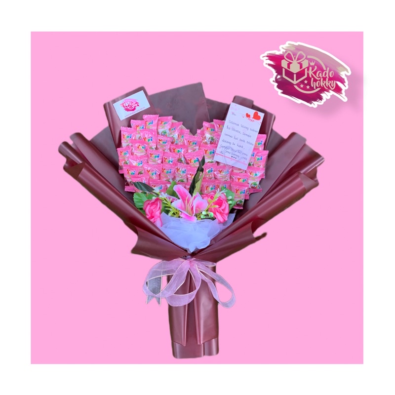 BUCKET YUPI LOVE || YUPI LOVE + BUNGA ARTIFISIAL ukuran M [INCLUDE PACKING + KARTU UCAPAN]