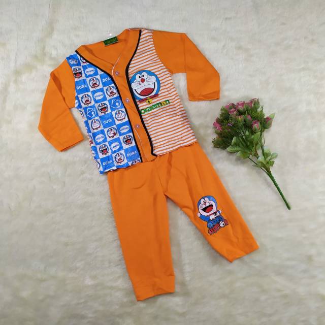 Ss#171 Setelan Piyama Anak Size 0-9bulan Bahan Kaus / Setelan Baju Tidur Bayi / Piyama Kancing