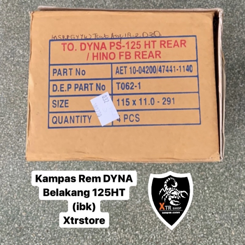 Kampas Rem DYNA Belakang 125HT (Ibk T062-1) / Kampas Rem IBK Hino Belakang 125HT / Brake Linning Rea