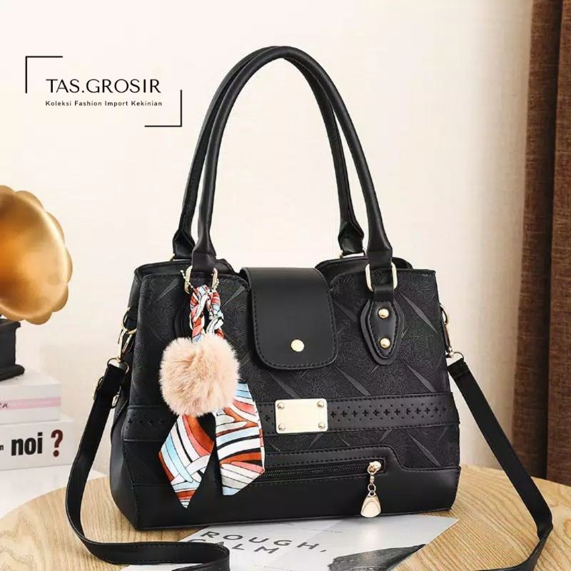 [COD] LB - Best seller tas fashion import kombinasi warna / Tas kerja free gantungan 342