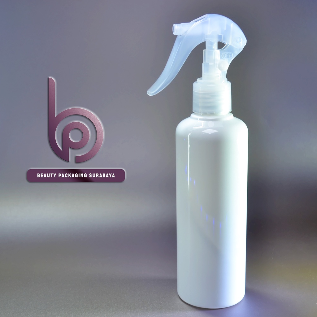 Botol Plastik PET 250ml BR Putih Tutup Spray Trigger Semprot