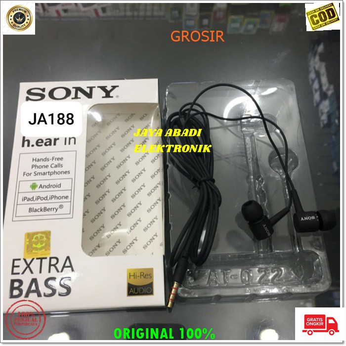 J188 SONY HEADSET HP 3.5MM HANDSFREE STEREO DOBEL BASS SUPER EARPOD HEADSET HANDSFREE HEADPHONE EARPHONE MUSIC VOKAL AUDIO SOUND EARPOD IN EAR KARET KARAOKE MEGA BAS  AUDIO SUARA SMULE KARAOKE UNIVERSAL MULTI DUAL STEREO WIRED ORIGINAL SPORT GADGET SUARA