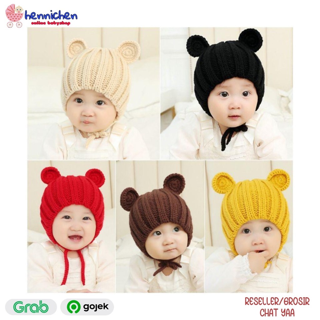 Topi Kupluk Bayi Kupluk Anak rajut wol tebal 0-24 bulan