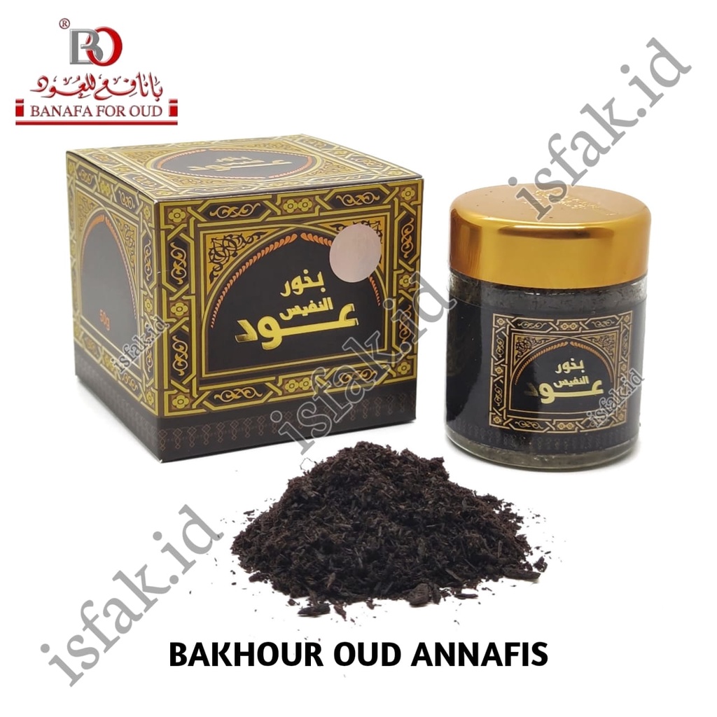 Bukhur Oud Annafis Serbuk Buhur Oud Nafis Banafa Bakhour Oud An Nafis BO Bakhoor Dupa Bukhour Menyan Arab Original 50 Gram