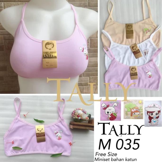 Miniset Anak Bra Remaja Katun Free Size Tally 035 Tali Kecil Nyaman - Merah Muda