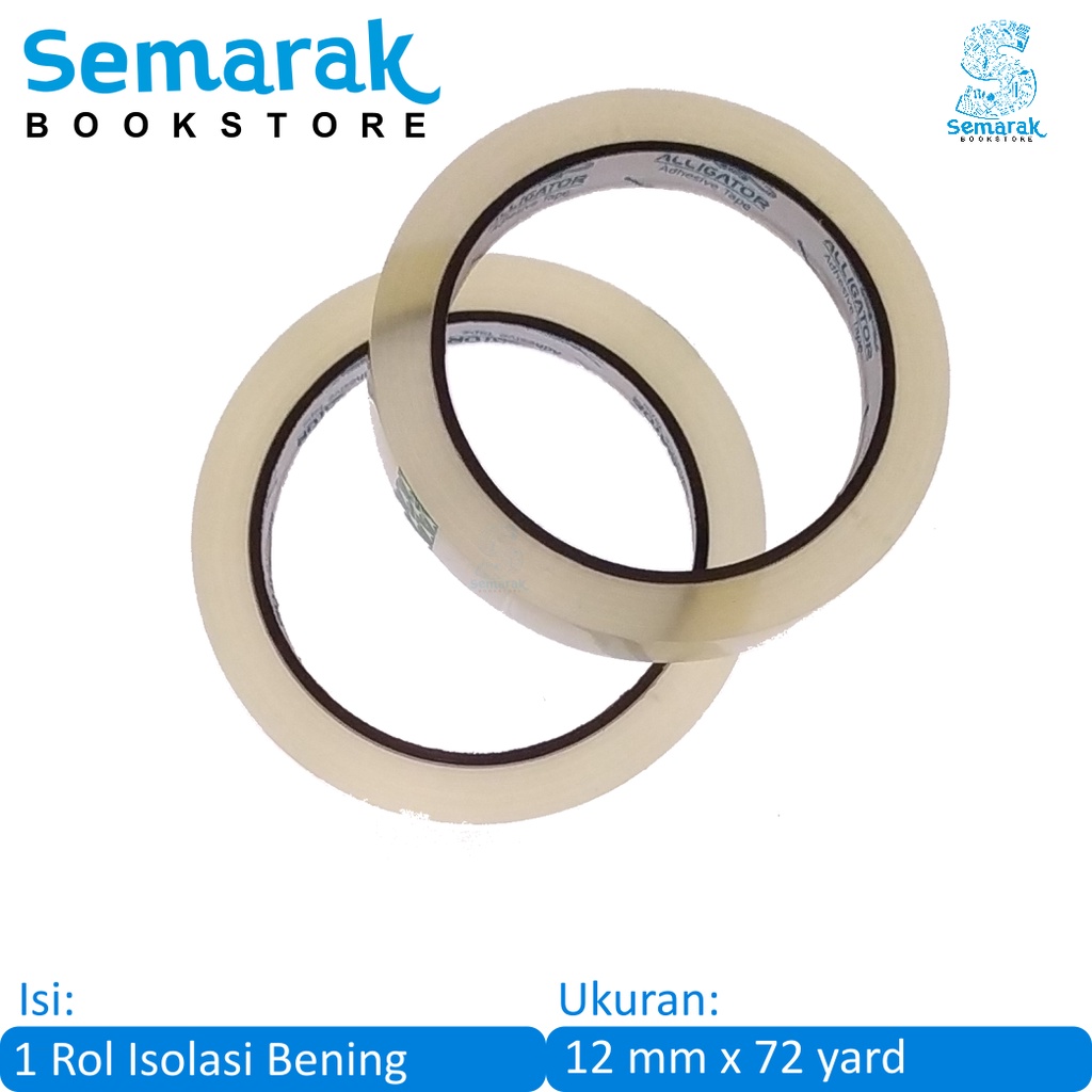 

Alligator Stationery Tape Isolasi Lakban Bening 12 mm x 72 yard - Transparan [1 Roll]
