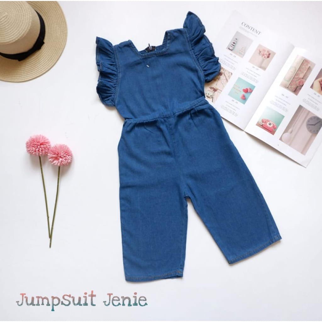 JUMPSUIT JENIE/ JUMPSUIT JEANS ANAK KEKINIAN/ JUMPSUIT ANAK PEREMPUAN/JUMPSUIT ANAK 3-5 TH