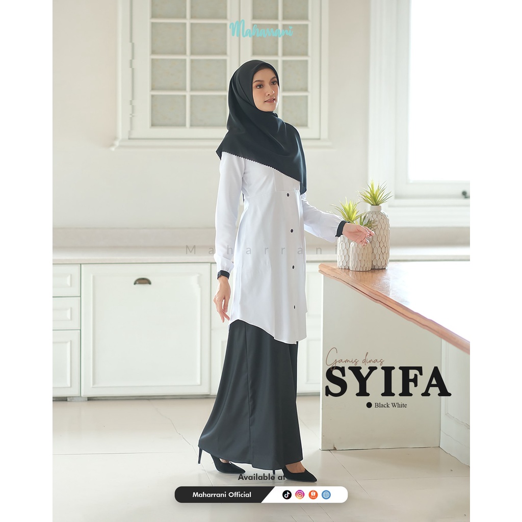 BAJU DINAS KERJA PNS GAMIS WANITA HITAM PUTIH