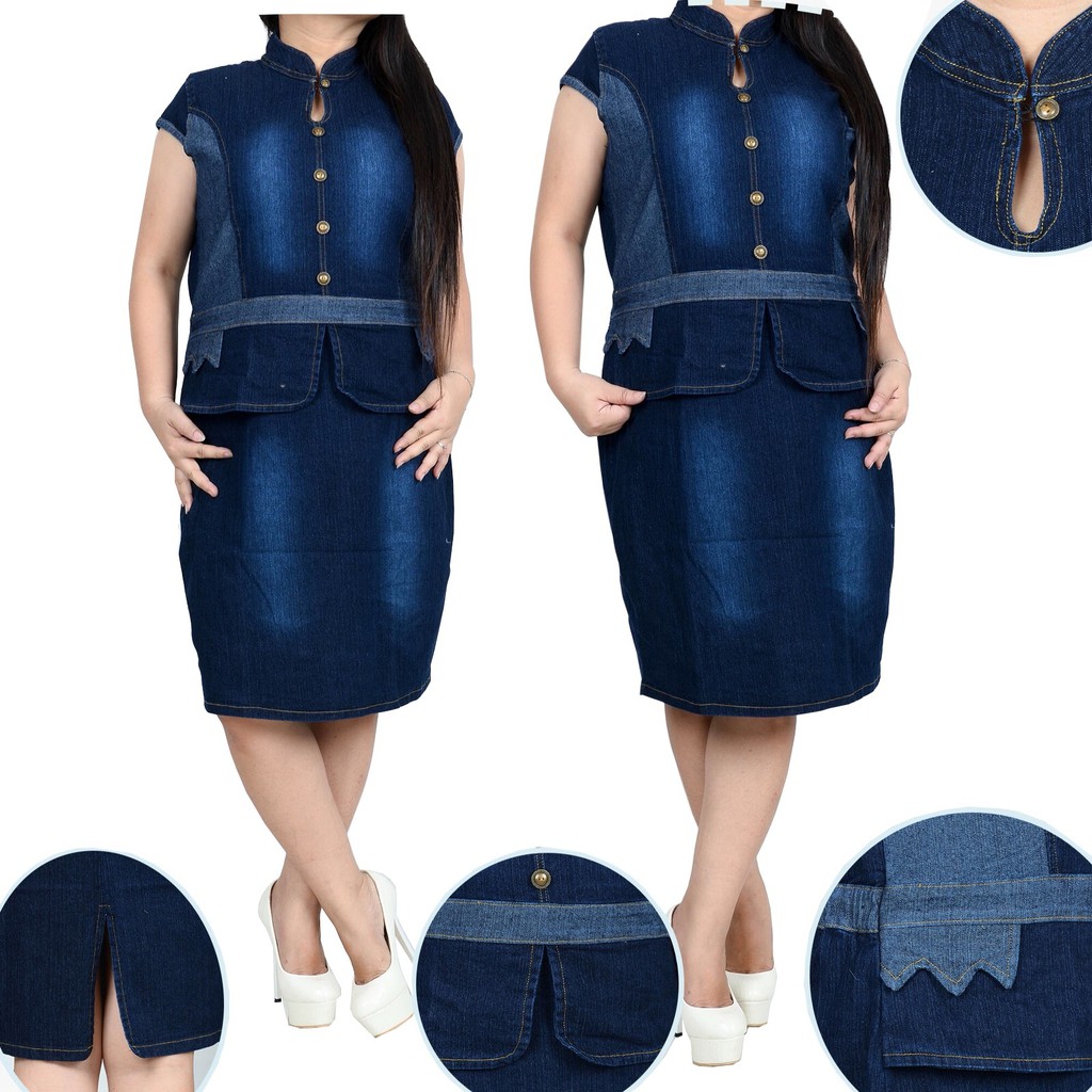Fatiya Dress jeans pendek wanita jumbo fit to XXL