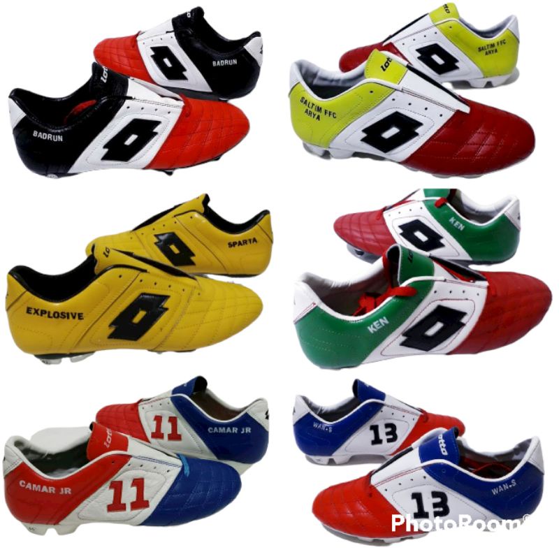 sepatu bola lotto,pul biasa. sepatu futsal, sepatu kulit, sepatu bisa costum nama