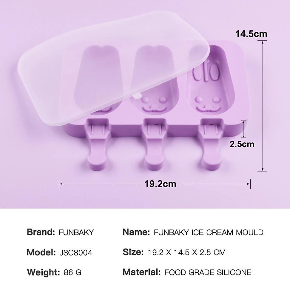 Grab Medan Cetakan Es Krim 3 Hole Silicone Mold Dessert With 50 Popsicle Sticks Model Oval Sj J