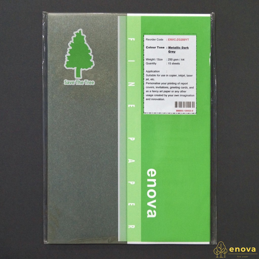 

Fancy Art Paper ENOVA | Metallic Dark Grey | A4 250GSM (Metalik)