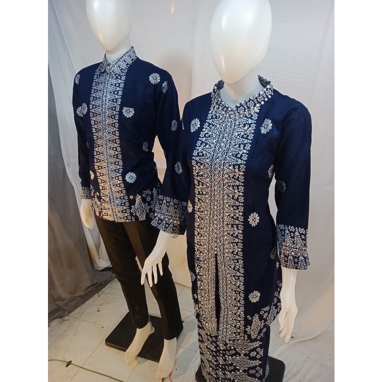 setelan songket navy gold dan navy silver model kebaya /setelan wanita/baju pesta/baju kondangan/baj