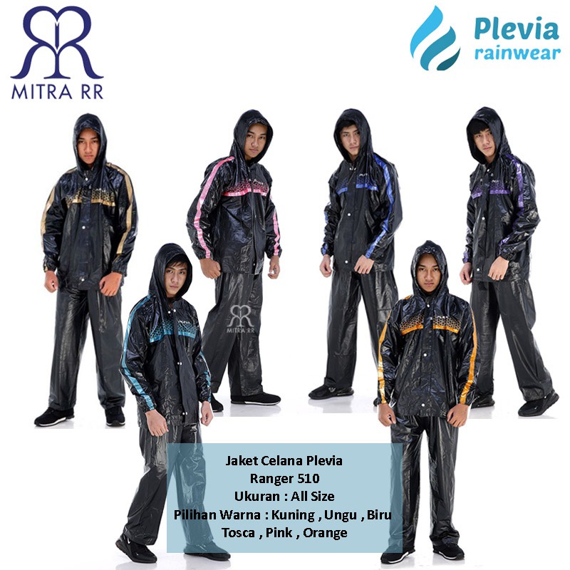 Jas Hujan Plevia Jaket Celana Ranger 510 Jas Hujan Setelan Dewasa Hitam Kombinasi All Size