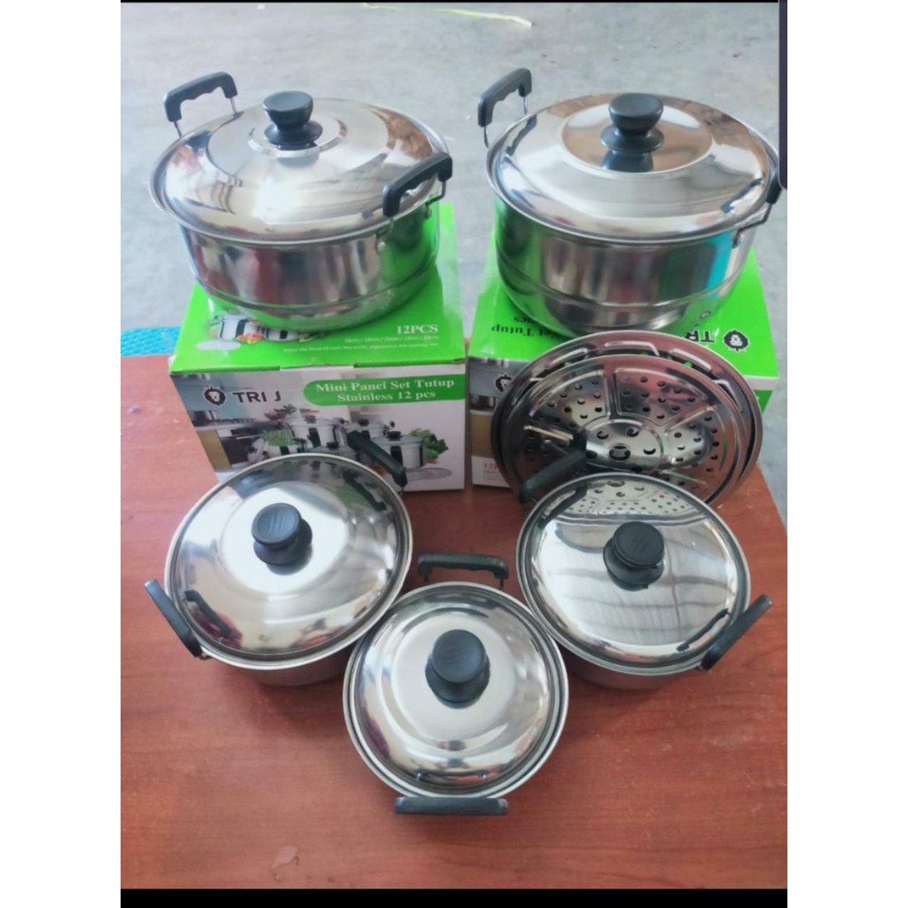 PANCI 5 SUSUN + STEAMER TRI J / PANCI SET TUTUP STEANLESS STEAMER