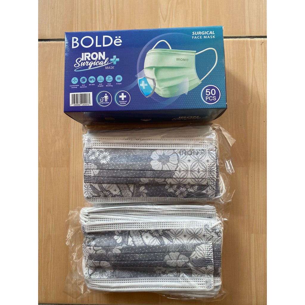 BOLDe IRON PLUS  MASKER MEDIS KEMENKES RI 3ply 50/boX