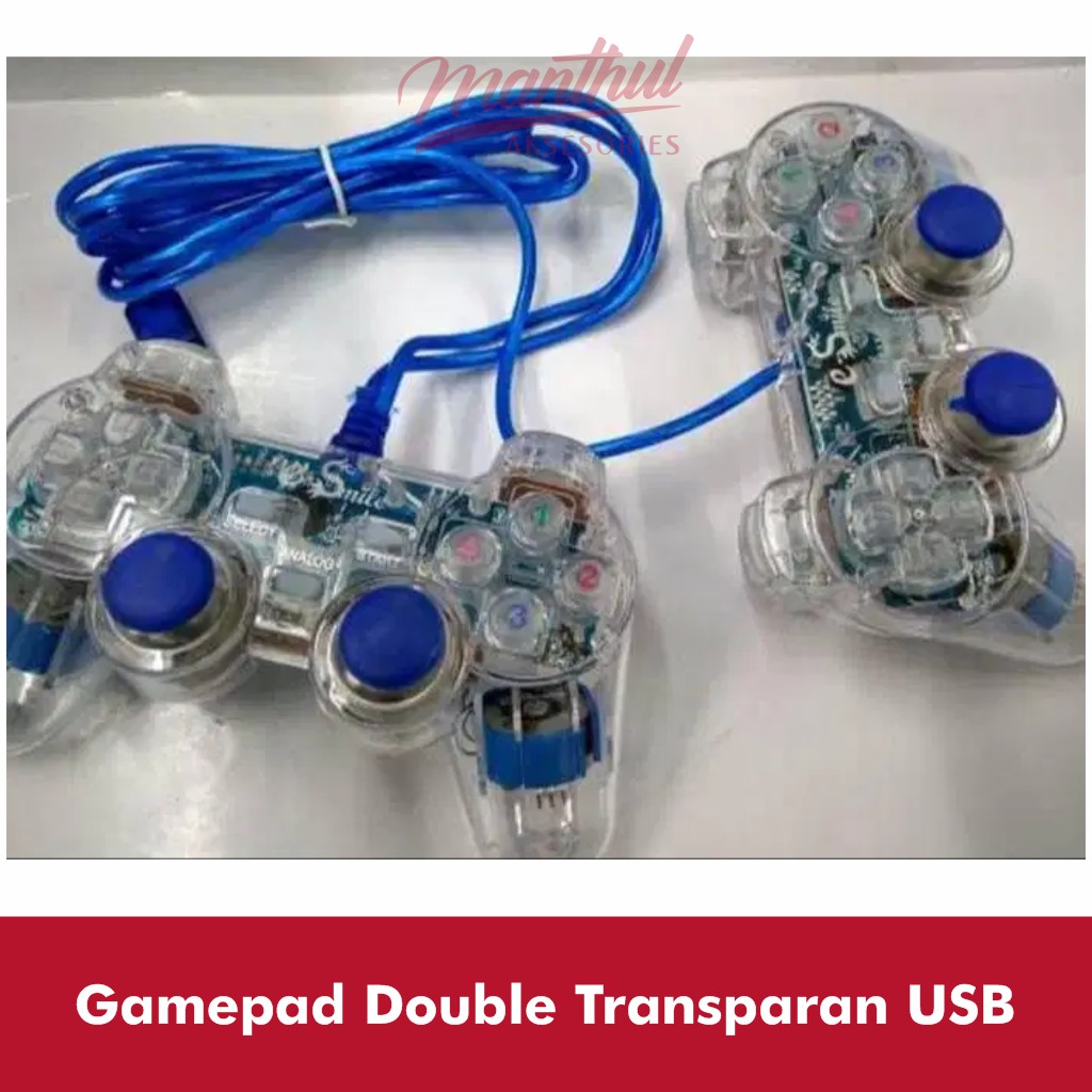 Gamepad Double Transparan USB Joystick PC uble Transparan USB