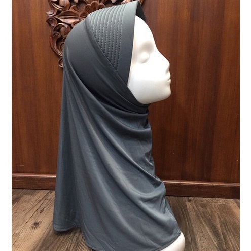 Hijab Sport Linear. Bergo Pendek, Bergo Sekolah-abu tua
