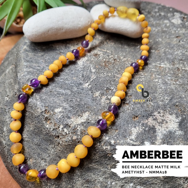 Kalung Amber Anak Premium Mate Milk Amethyst NMMA18 By Amber Bee