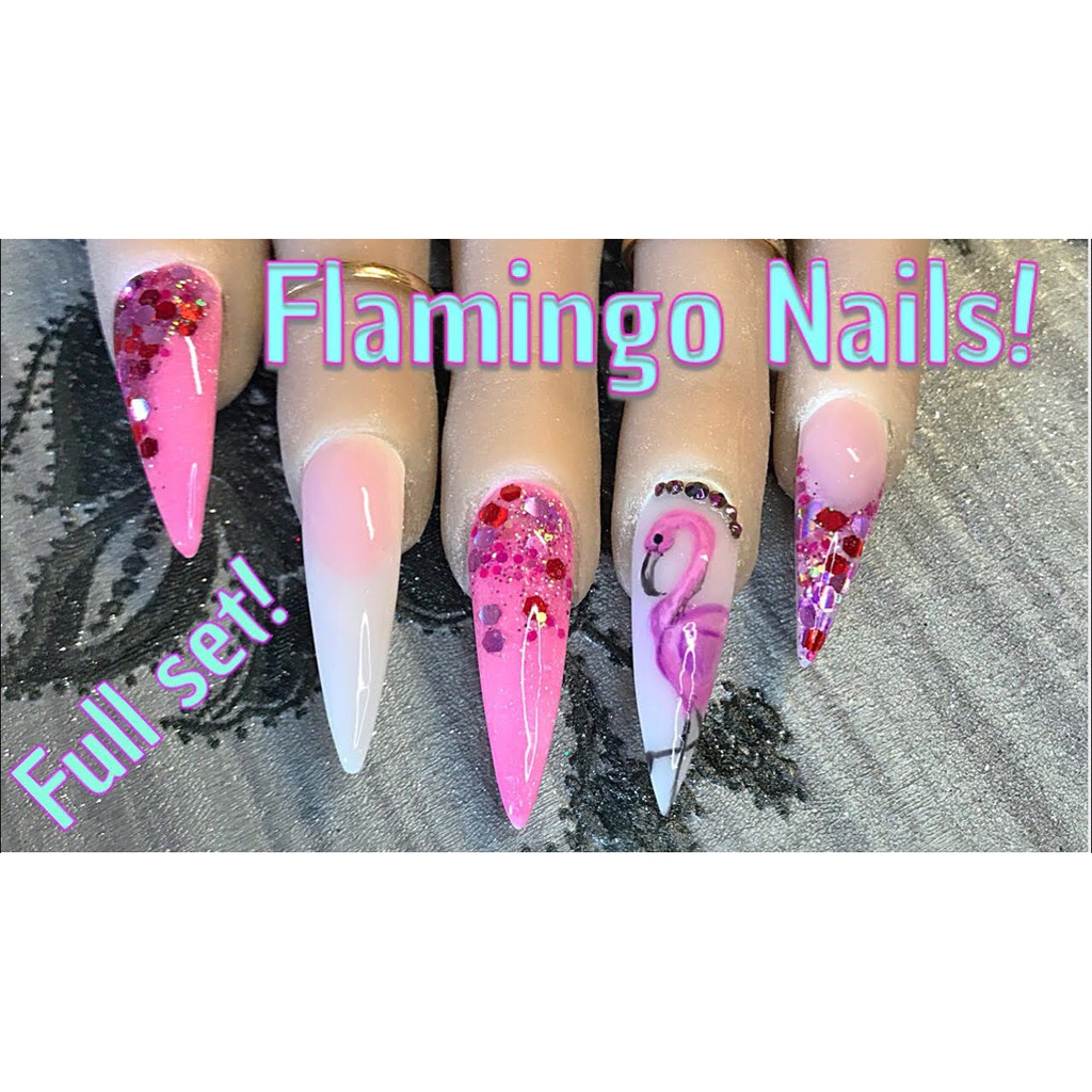 flamingo nail sticker / stiker kuku hiasan kuku burung pink nail foil transfer glass foil