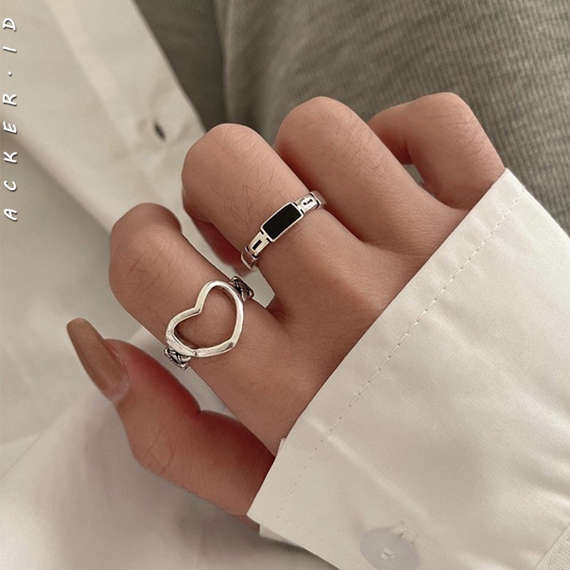 Cincin Jari Telunjuk Model Terbuka Desain Hati Rongga Untuk Wanita