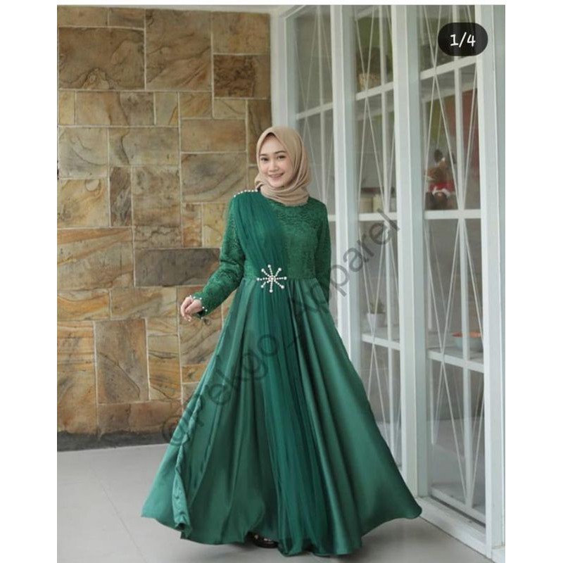 Dress pesta / gamis pesta / gamis brokat / gamis wisuda / baju lebaran /Daridanuri Dress by Pekgo Si