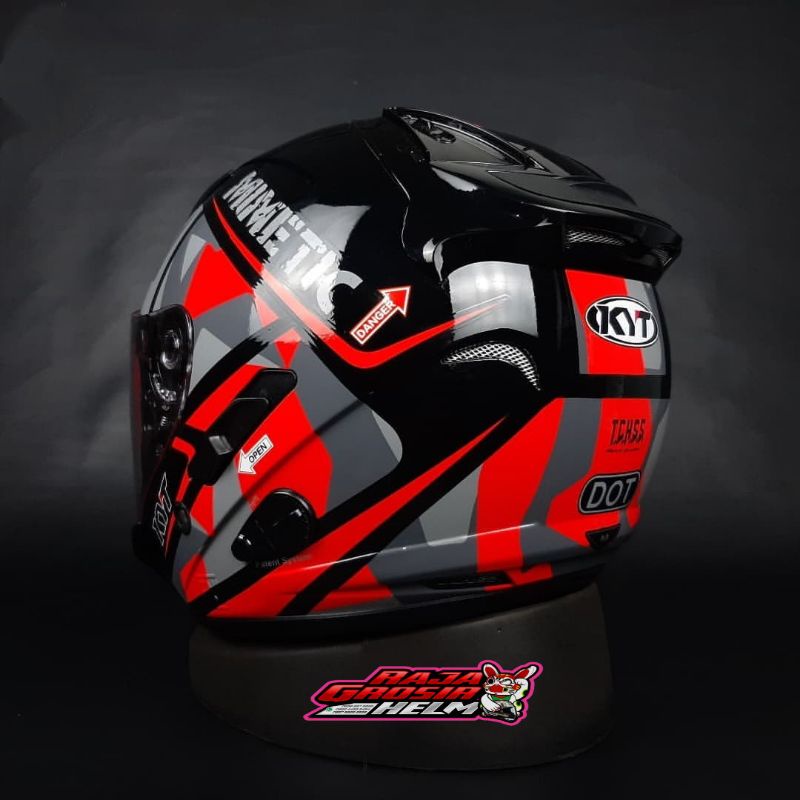 HELM KYT GALAXY FLAT R MOTIF 4 BLACK RED FLUO ORIGINAL HELM KYT GALAXY FLAT VISOR MOTIF ARMY MIMETIC-3