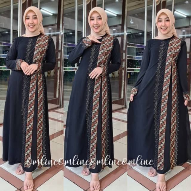 Gamis Polos Variasi Batik Shopee Indonesia