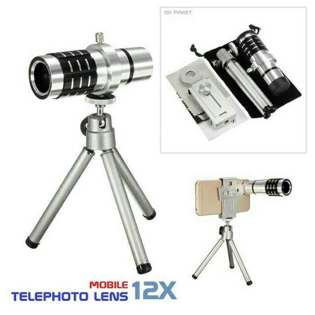 Lensa kamera handphone 12x telezoom hp Mobile Phone Telephoto Lens Lensa Teleskop Smartphone Handphone HP Kamera Teropong Lensa Zoom Camera