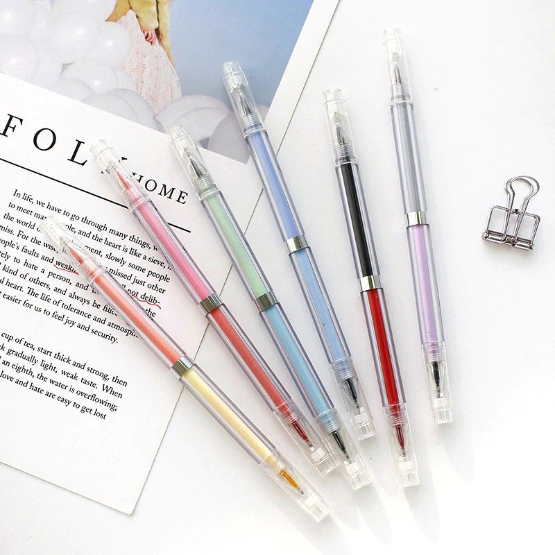 

INDORETAIL | 6 Pcs/set Kreatif Diamond Double Kepala Sulaman Gel Pena Kantor Sekolah Warna-warni