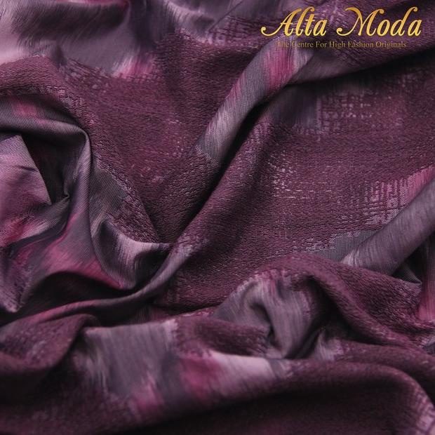 Kain Jacquard Motif Tenunan Warna Ungu Bordir (1M) (Alta Moda)