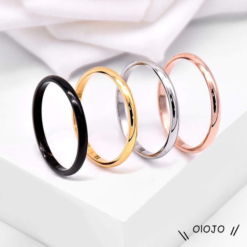 Cincin Pasangan Bahan Stainless Steel Titanium Warna Untuk Pria / Wanita - ol