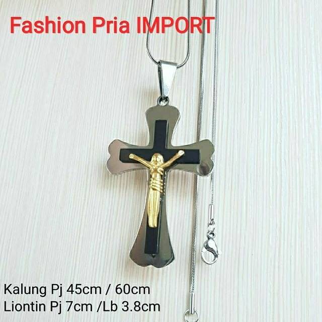 Kalung fashion pria 3warna dalam 1 Import titanium KD28