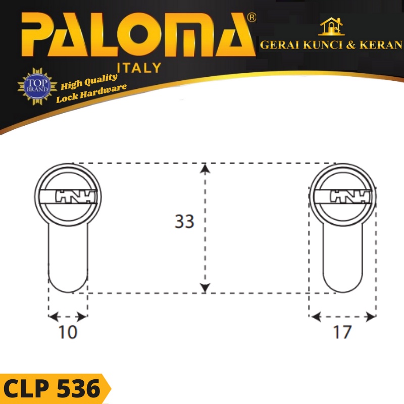 KUNCI Double Cylinder PALOMA CLP 536 70MM Computer Key HITAM MATT BLACK