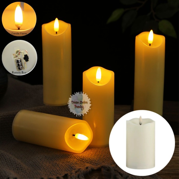 Lilin Led Elektrik Polos / Electric Candle / Smokeless Candle 17 cm