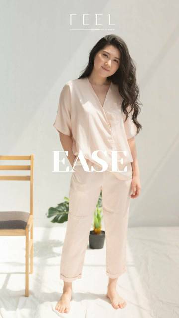 Feel by flomors x flint baju tidur rumah kantor pergi busui friendly pajamas lynn kalila ease set