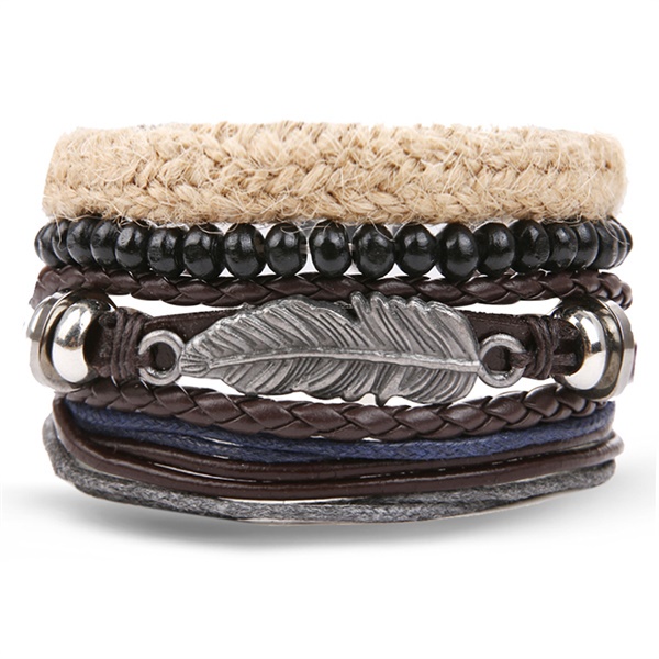 Gelang Tangan Vintage Gaya Turki Bahan Kulit Untuk Pria / Wanita