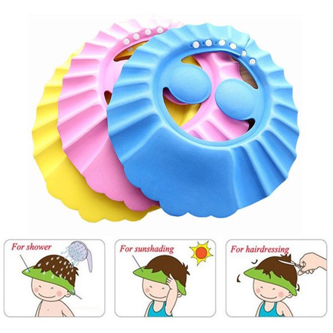 MOGYMOGY HL0103 Topi Keramas Anak Kancing Dengan Penutup Telinga Shower Cap Mandi Bayi