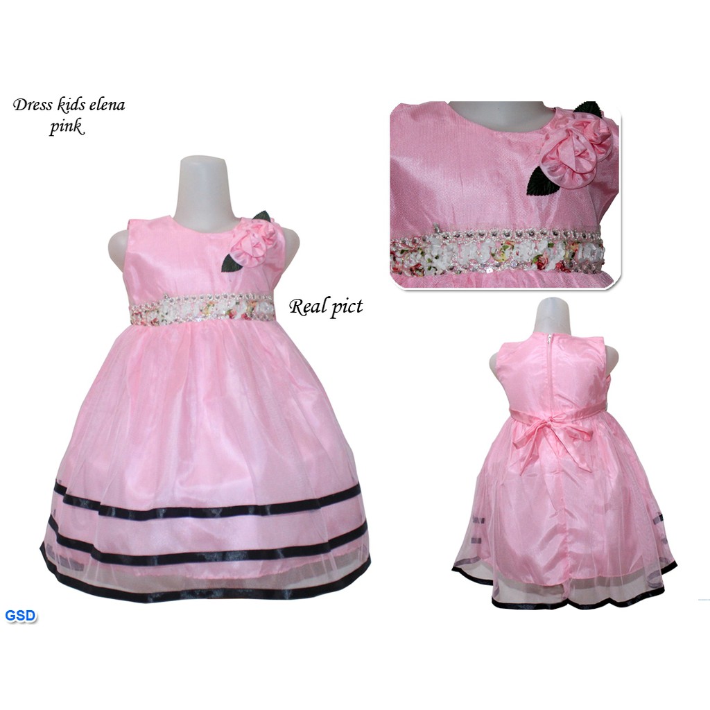Dress Kids Elena/terusan dress anak tanpa lengan motif mute/Gaun Pesta Anak Murah/Baju Pesta Anak