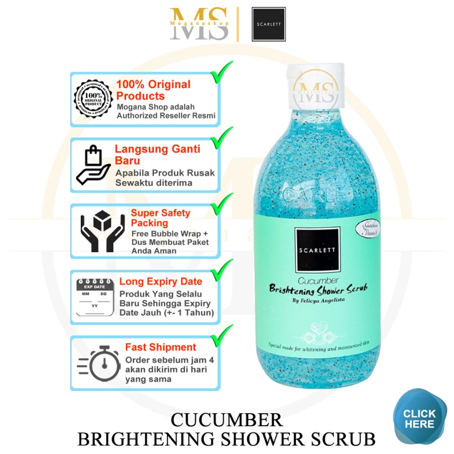 [ Shower Scrub ] Scarlett Brightening &amp; Whitening  Scrub Sabun Mandi