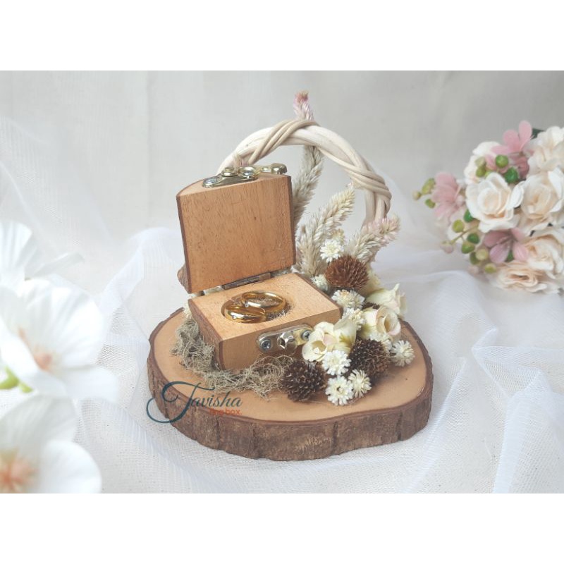 Tempat Cincin Rustic / Box Cincin Kayu