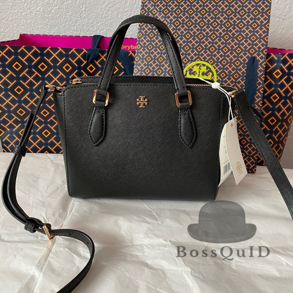 Tory Burch Emerson Mini Top Zip Tote Black