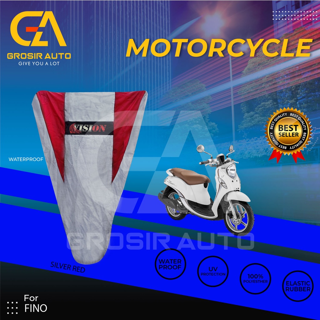 Cover Motor / Pelindung Sarung Motor / Penutup Motor Fino Vision Silver Merah Waterproof