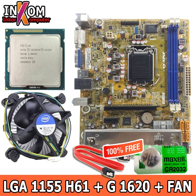 Mainboard Motherboard Mobo Oem H61 dengan Processor G1620 PEGATRON